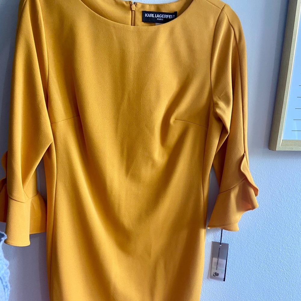 NWT Mustard yellow sheath dress Karl Lagerfeld